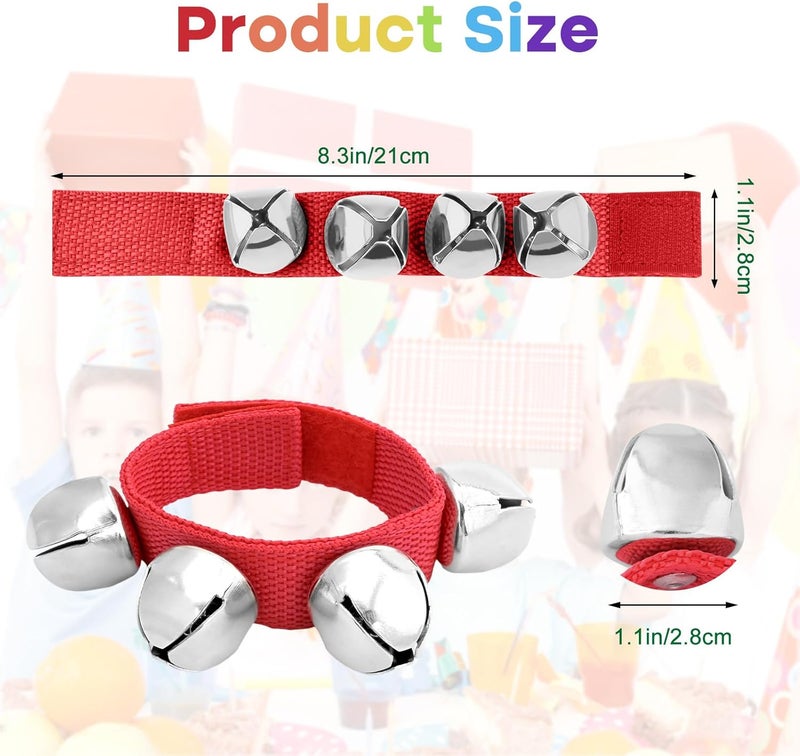 NACHLYNN 8 Pcs Christmas Wrist Bells Bracelet Sleigh Jingle Bells Suitable for Party Musical Instrument Birthday Favors (Assorted Colors) - Image 2